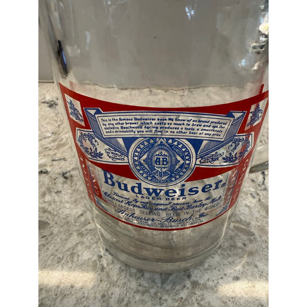 New Budweiser Giant Beer Mug Glass with Logo JL - Picture 4 of 10